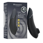 Next 3D Climax Control black Pleasure Air clitoral stimulator with three depth settings by Womanizer