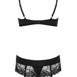 An additional view of the Wonderia black lace garter set