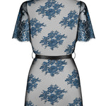 The Yassmyne black and blue peignoir robe, seen from a different angle