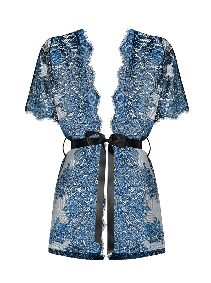A further look at the Yassmyne black and blue peignoir robe
