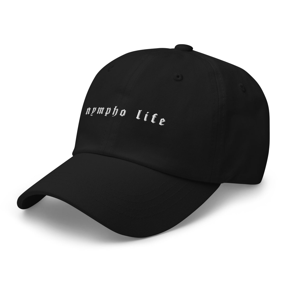 Alternate view of the black logo embroidered dad hat