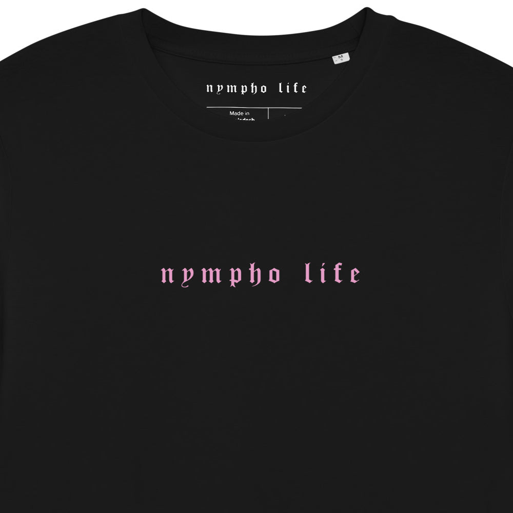 Alternate view of the black unisex logo organic cotton tee