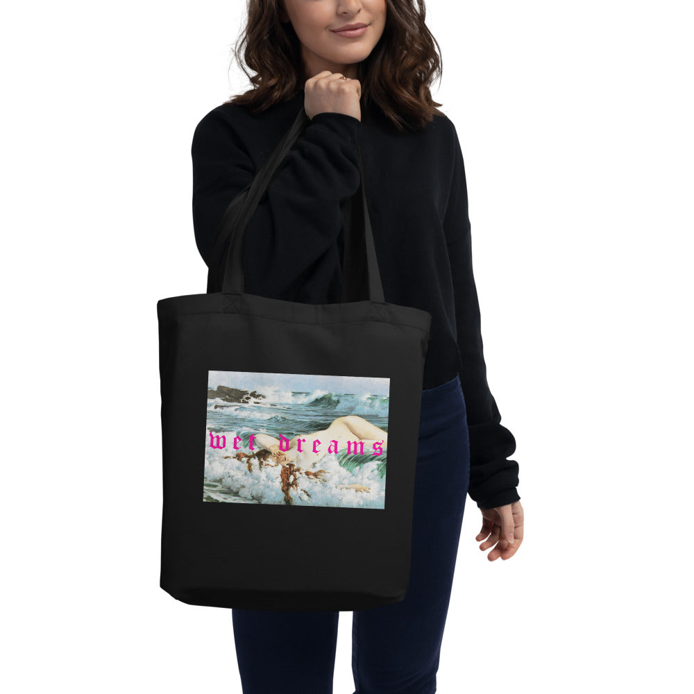 Alternate view of the black Wet Dreams organic cotton tote