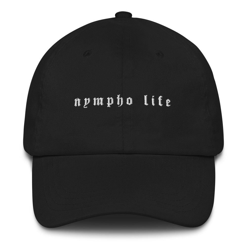 Logo black embroidered low-profile dad hat by nympho life