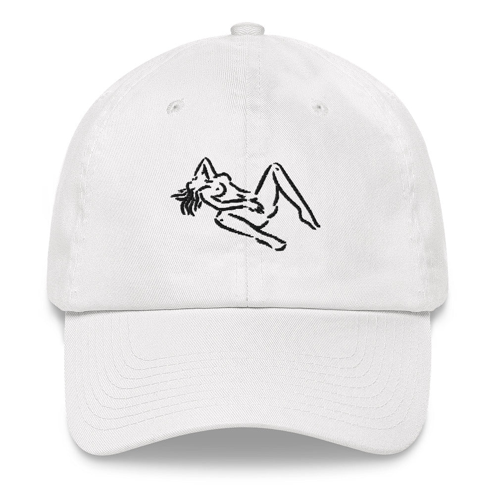 Self-Pleasure white embroidered low-profile dad hat by nympho life