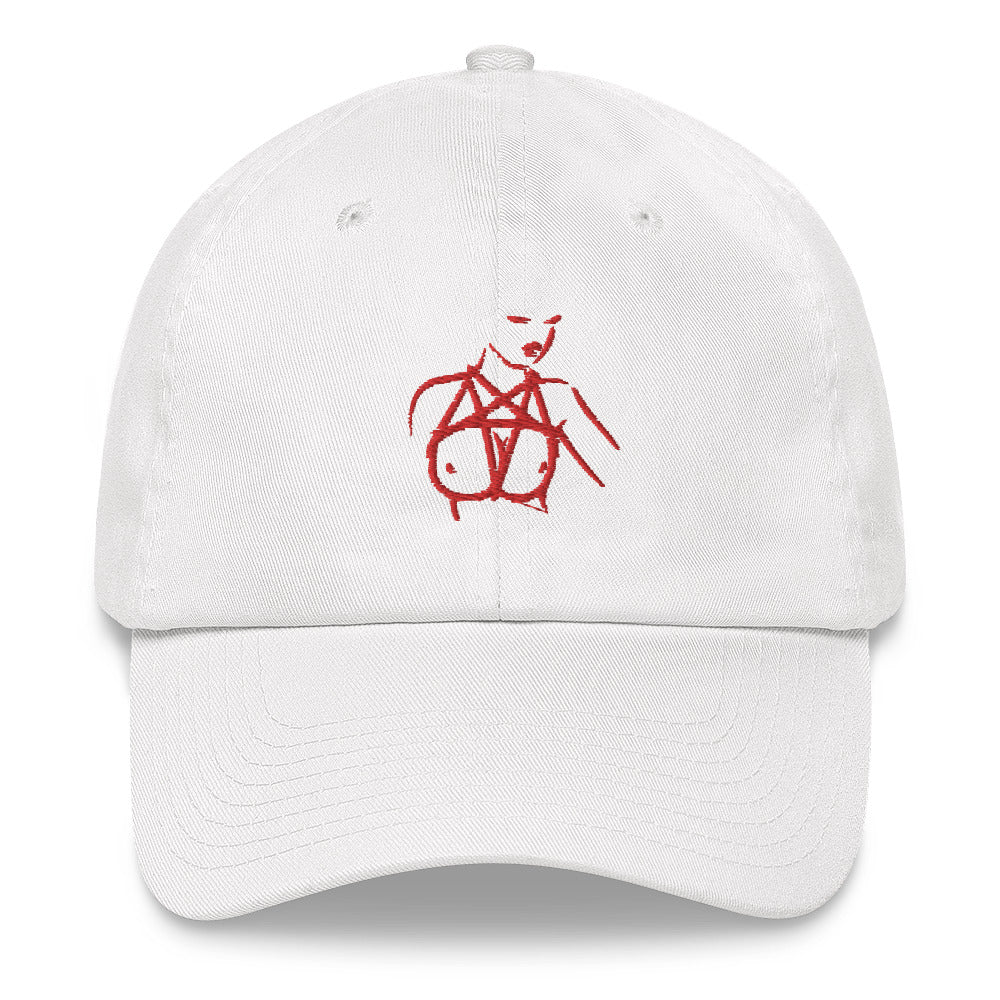 Shibari white embroidered low-profile dad hat by nympho life