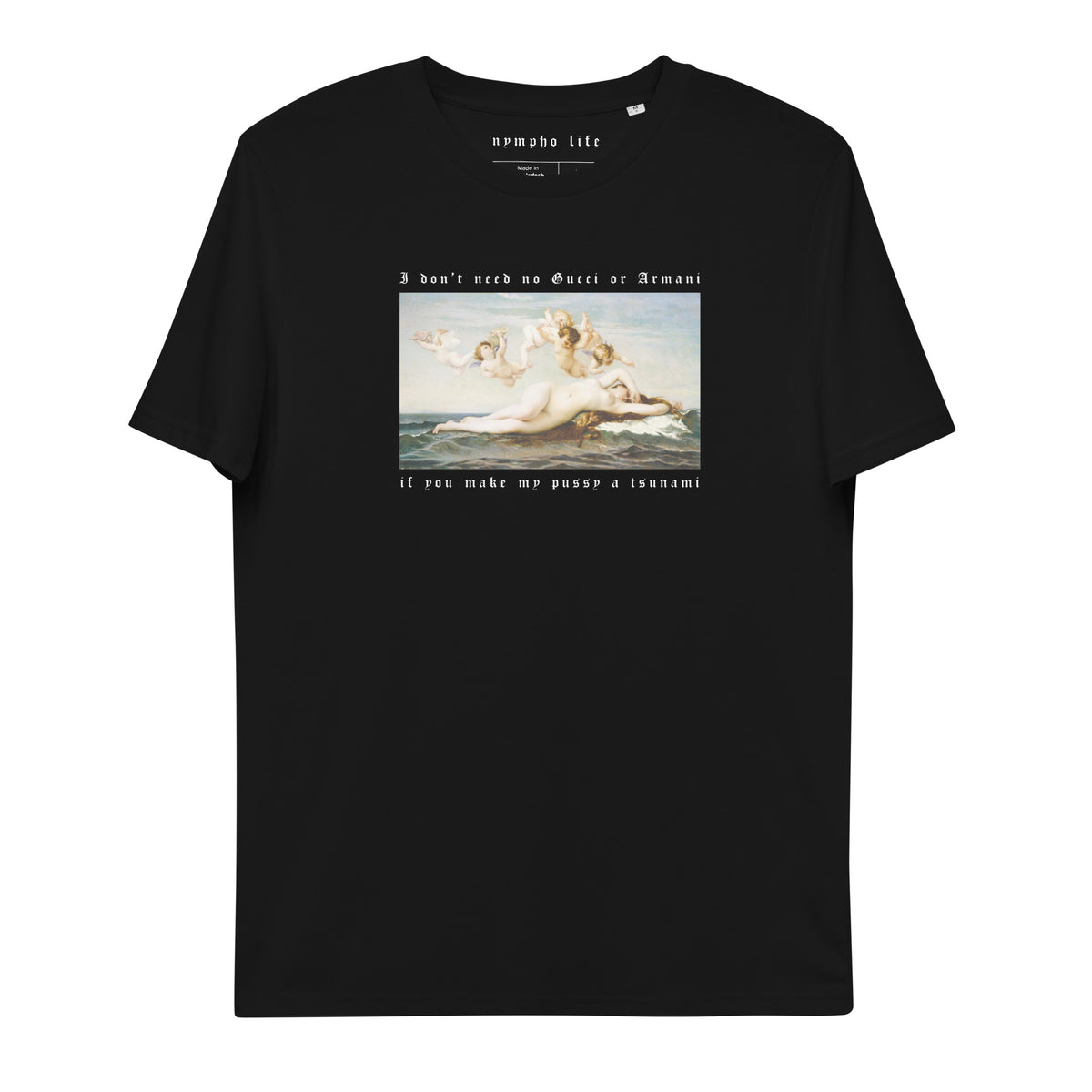 Tsunami black organic cotton unisex t-shirt by nympho life