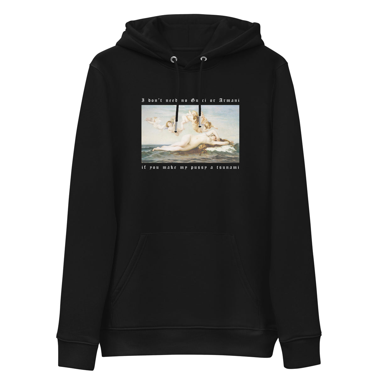 Tsunami black organic and recycled unisex eco hoodie by nympho life