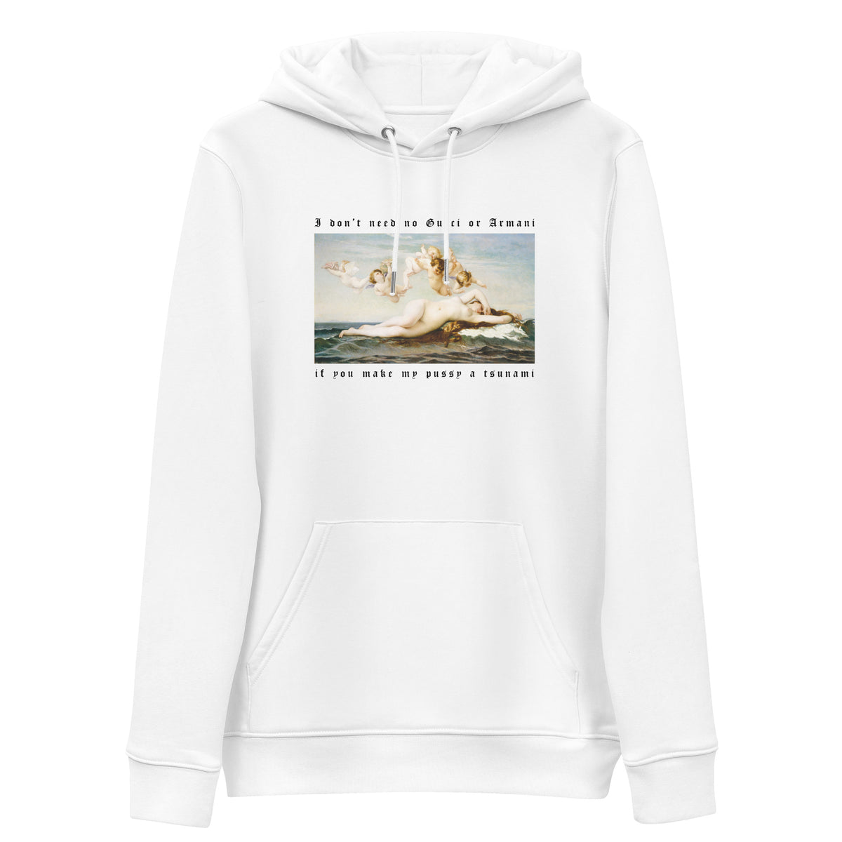 Tsunami white organic and recycled unisex eco hoodie by nympho life