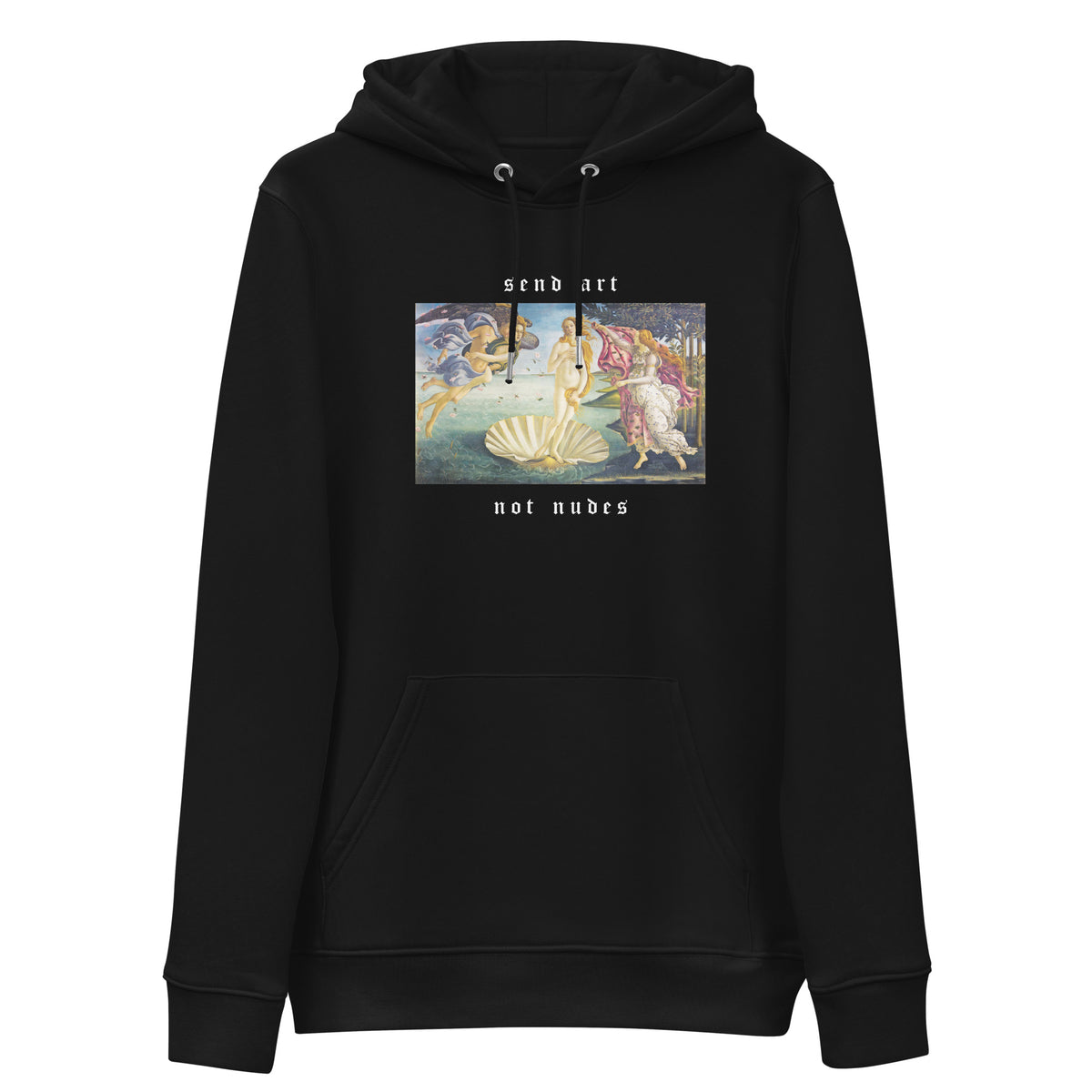 Venus black organic and recycled unisex eco hoodie by nympho life