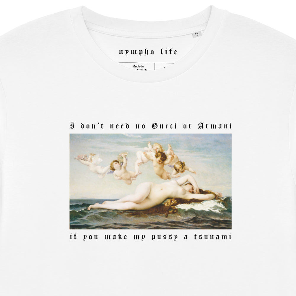 Alternate view of the white unisex Tsunami organic cotton tee